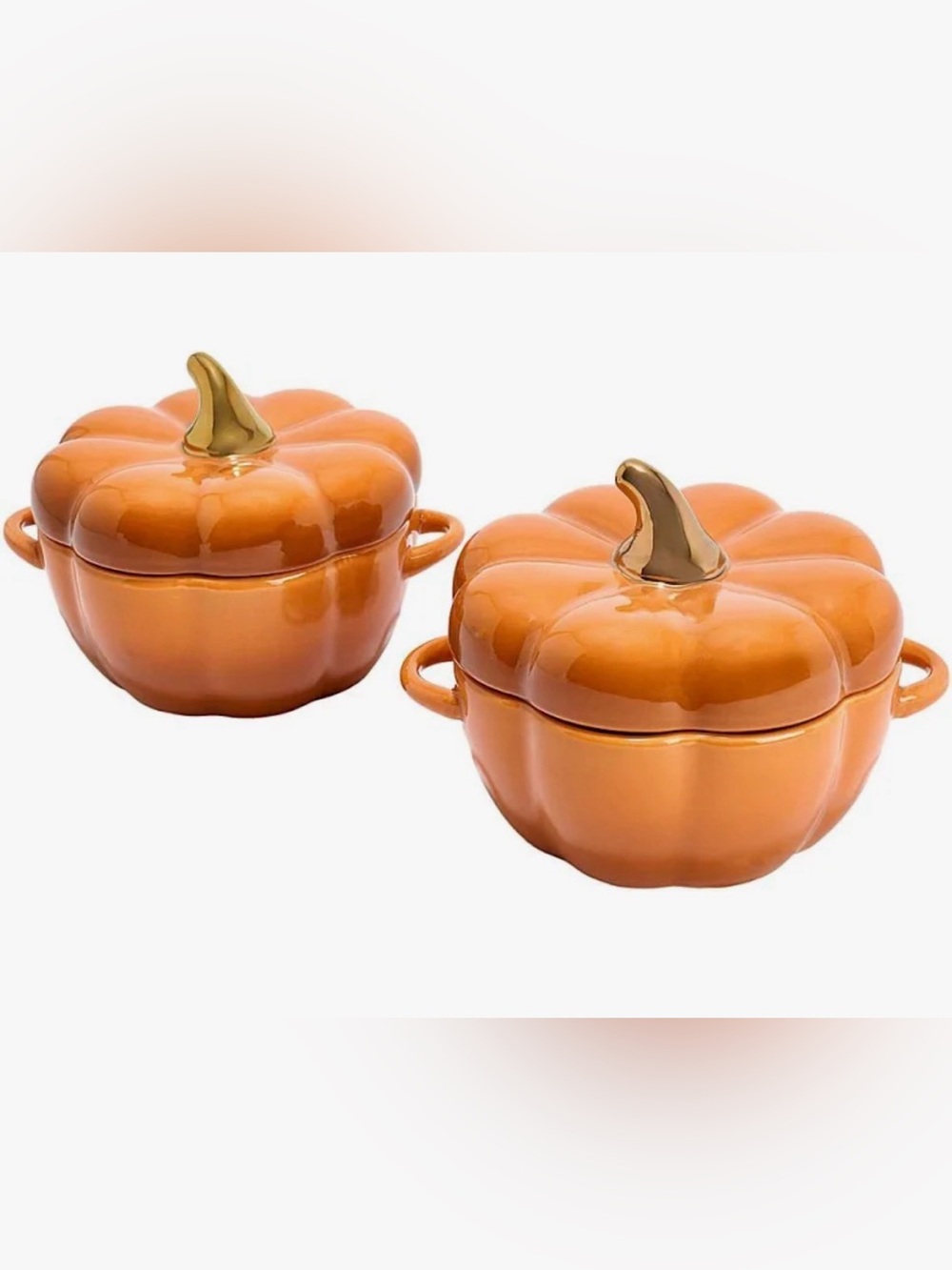 New in Box Kitchen HQ Pumpkin Stoneware Ramekins - Set of 2 - Orange
